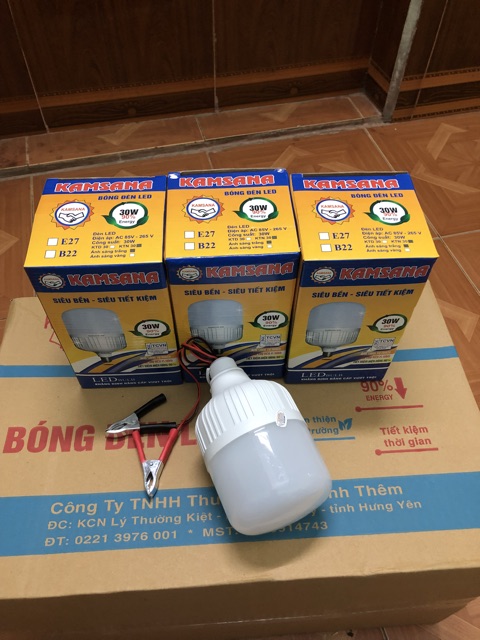 Bóng Đèn LED 12V/30W kẹp bình Ắc Quy tiết kiệm điện- siêu sáng- siêu rẻ