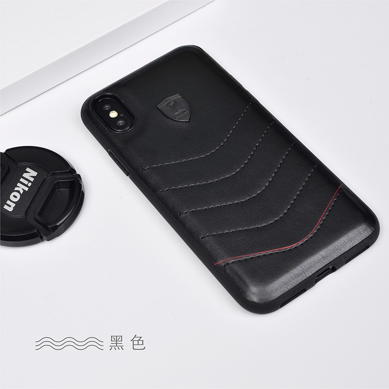 PULOKA IPhone Xs Max Trường Hợp Da Sóng Phong Cách X / XX / Xr Trường Hợp Porsche Logo Cứng Bìa Vỏ Bọc Hợp