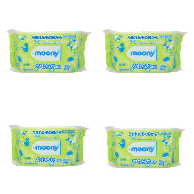 [Combo 4 gói] KHĂN ƯỚT MOONY 80 TỜ NỘI ĐỊA NHẬT