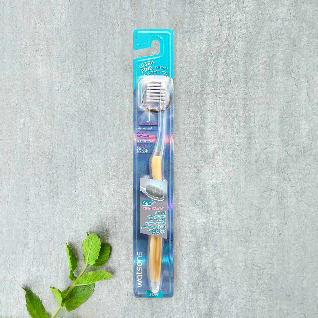Bàn Chải Đánh Răng Watsons Antibac Ag+ Silver lon Toothbrush Soft Ion Bạc Kháng Khuẩn Tối Ưu 1 Cây