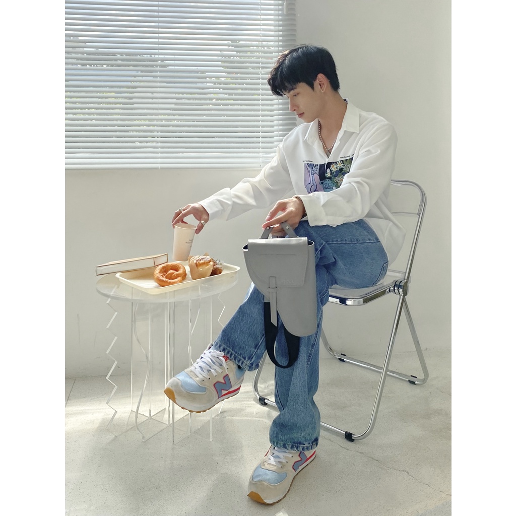KSOUL Túi Đeo Chéo Gun Cross Bag Màu Xám Da PU