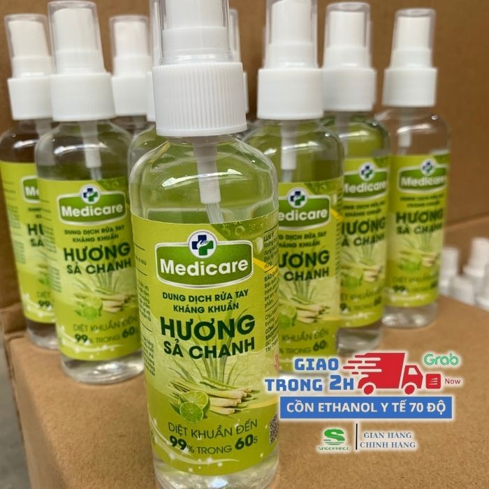 Dung Dịch y tế rửa tay diệt khuẩn 70 độ Medi chai xịt 100ml sát khuẩn hằng ngày ngăn ngừa vi khuẩn bỏ túi tiện lợi