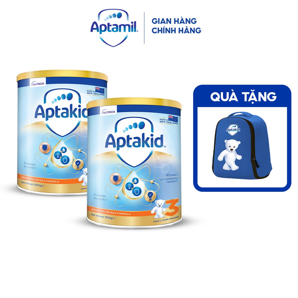 [Tặng Balo cho bé] Combo 2 Sữa bột Aptakid New Zealand hộp thiếc (900g/lon) cho bé từ 24 tháng tuổi