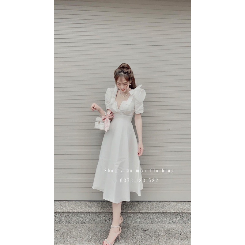 Đầm nơ vai bigsize Kim Ngân 50 kg đến 90kg