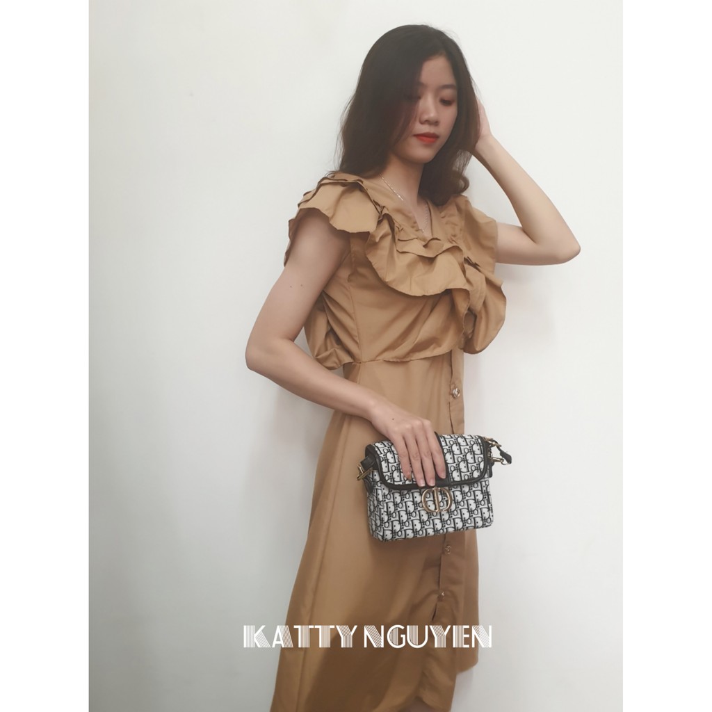 Đầm bèo thiết kế khuy giữa dáng mindi KT221 (Tặng cài áo) | BigBuy360 - bigbuy360.vn