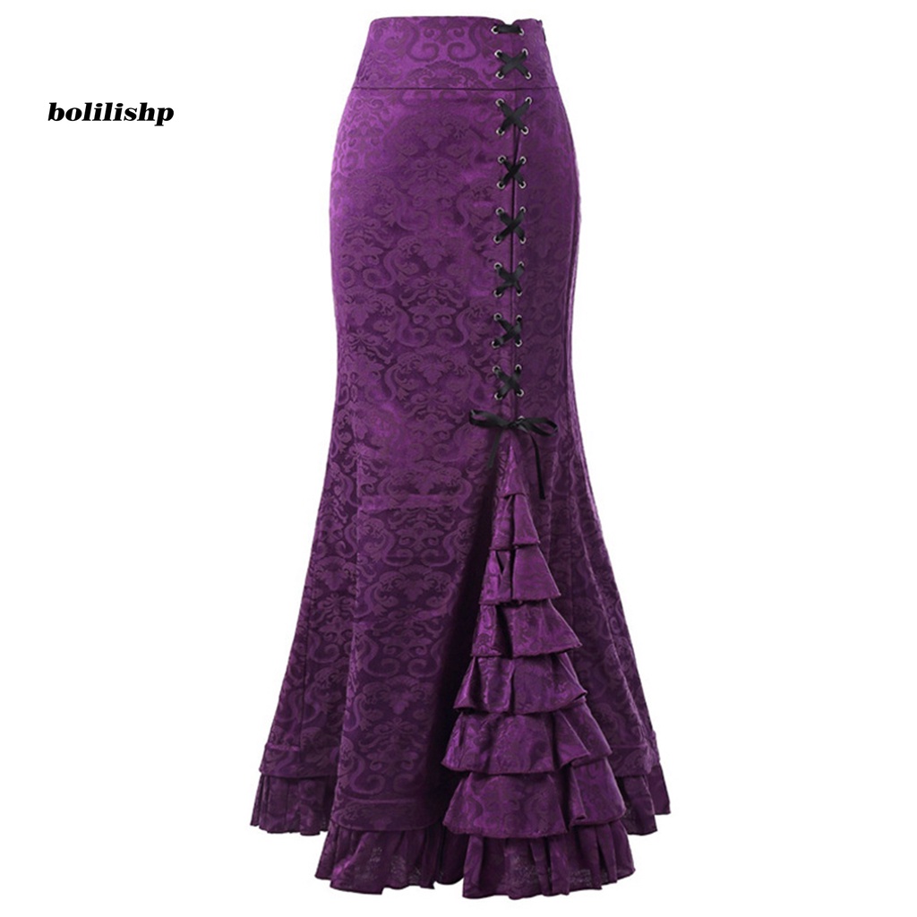 Chân Váy Đuôi Cá Vải Jacquard Phong Cách Punk Vintage Dự Tiệc
