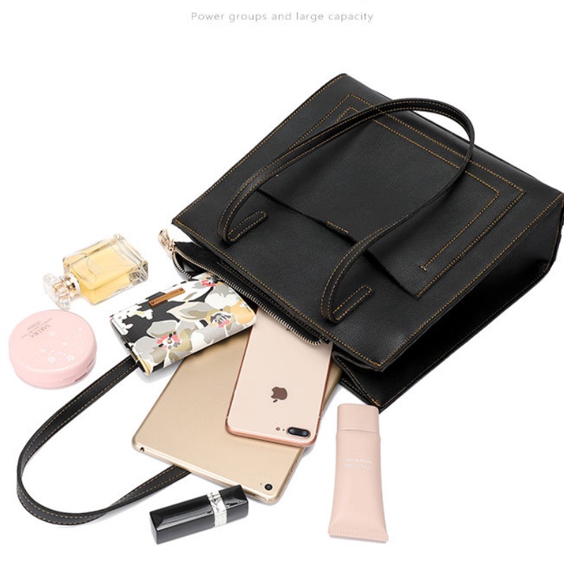 M97-Túi Xách Đeo Vai Cỡ Lớn Màu Trắng Đen Thời Trang Công Sở Cho Bạn Gái