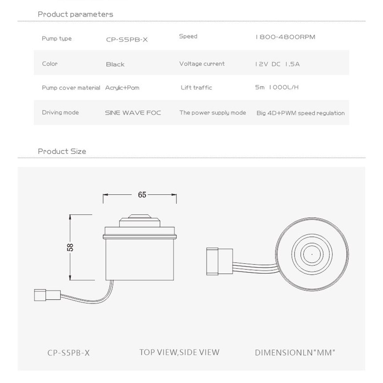 Bơm tản nhiệt nước custom Bykski CP-S5PB-X D5