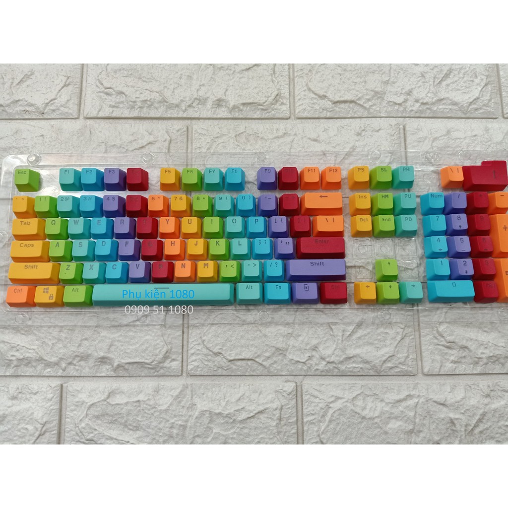 Keycap pbt Rainbow double shot xuyên led