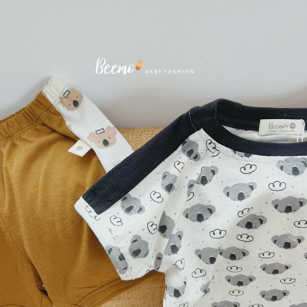 Set bộ cộc tay Beemo vải cotton thoáng mát in hình gấu KOALA cho bé trai, bé gái 2 màu từ 1 đến 6 tuổi - 22114B