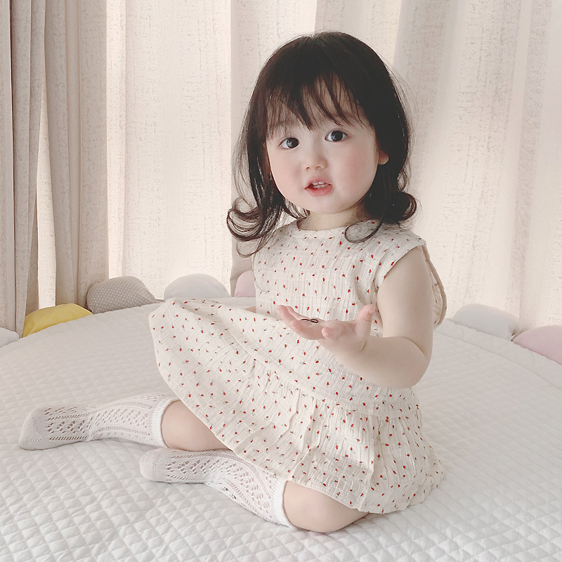 Bộ áo sát nách họa tiết caro đính nơ sau lưng + quần short xinh xắn cho bé gái