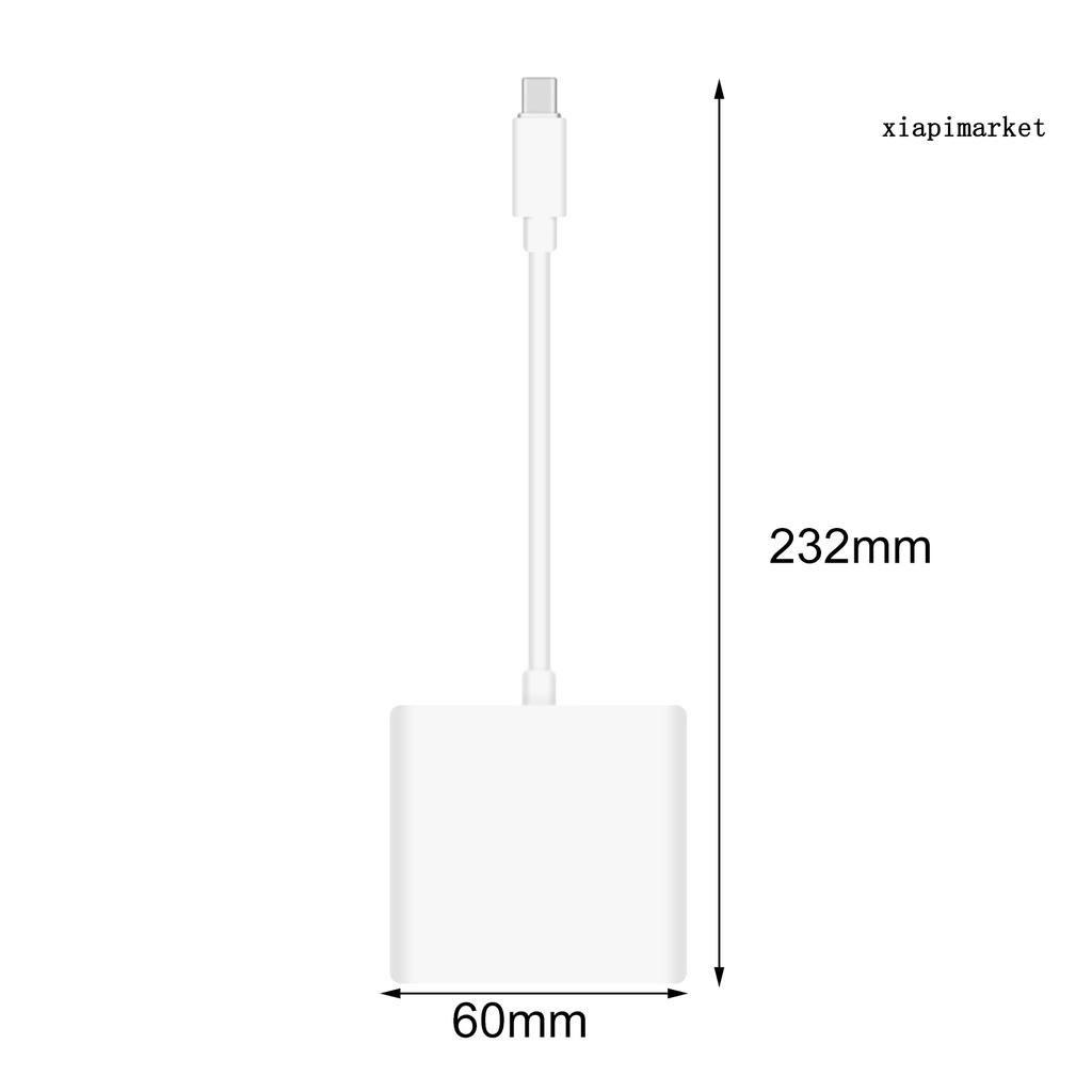 LOP_USB-C Converter 2 in 1 Stable Connection USB 3.0/3.1 3-port Compact Adapter for Laptop with DP