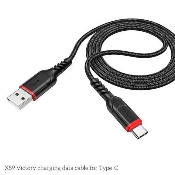 Dây cáp sạc nhanh chân Type C Hoco X59 bọc dù chống đứt