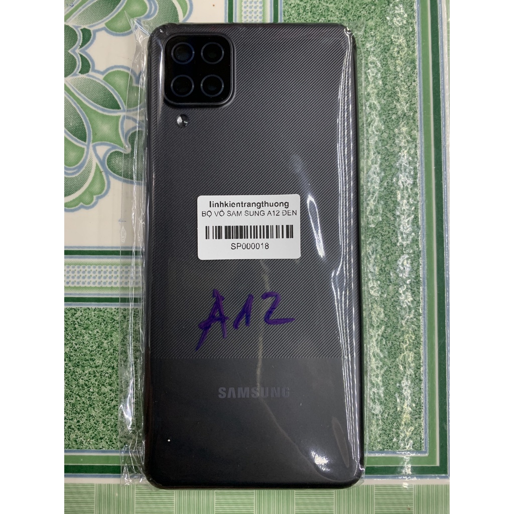 Bộ vỏ điện thoại zin hãng samsung A12 - bộ gồm lưng vỏ, xương máy, phím và cụm kính camera