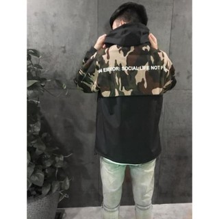 Áo khoác dù thời trang nam nữ đen camo Unisex
