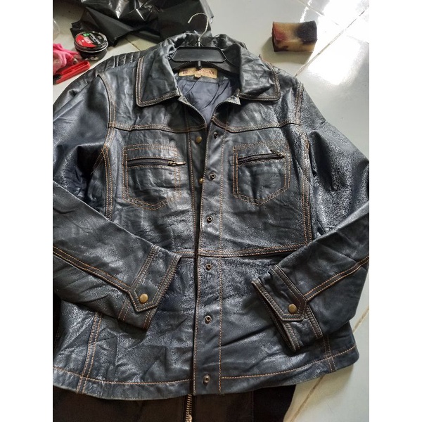 Áo da thật 2 cái dáng dài