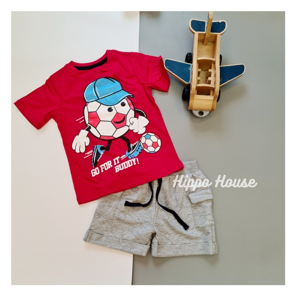 Bộ Cộc Tay bé Trai Cotton quần Da Cá Nhiều Mẫu Size 1-7T Hippo House