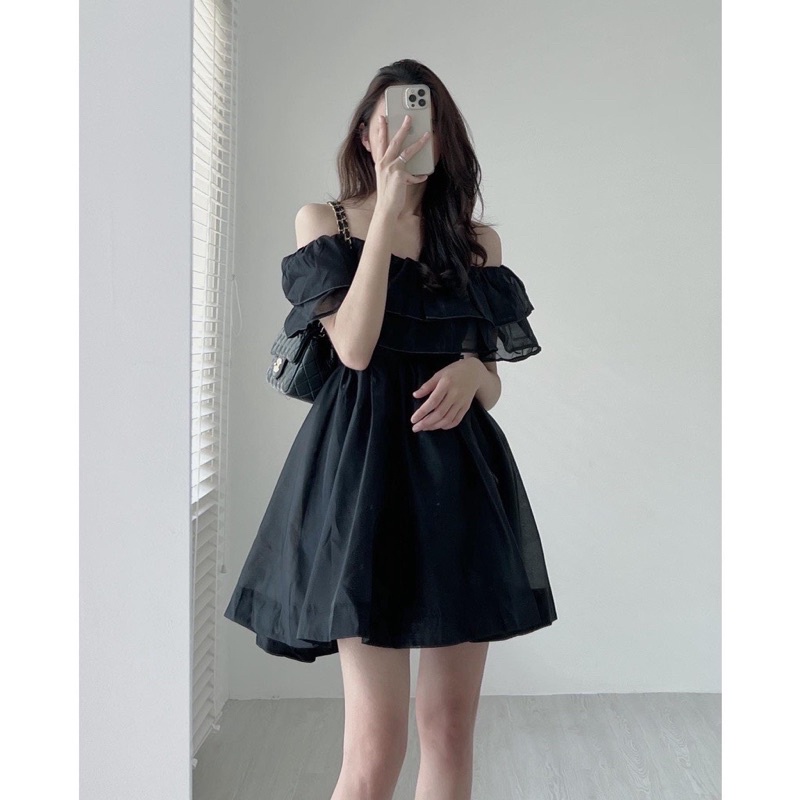 Đầm công chúa trễ vai ulzzang bèo tầng Blapink voan 2 lớp 5 màu xinh xỉu - Xuka Dress