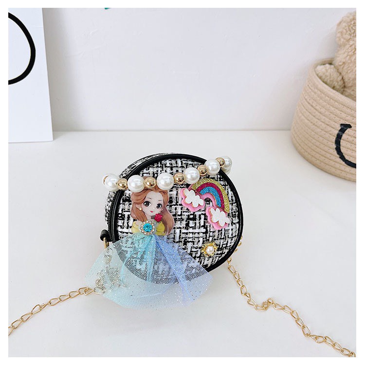 Túi xách hình tròn dành cho bé gái, họa tiết đính kèm siêu xinh - Hàng Quảng Châu Cao Cấp (6130)