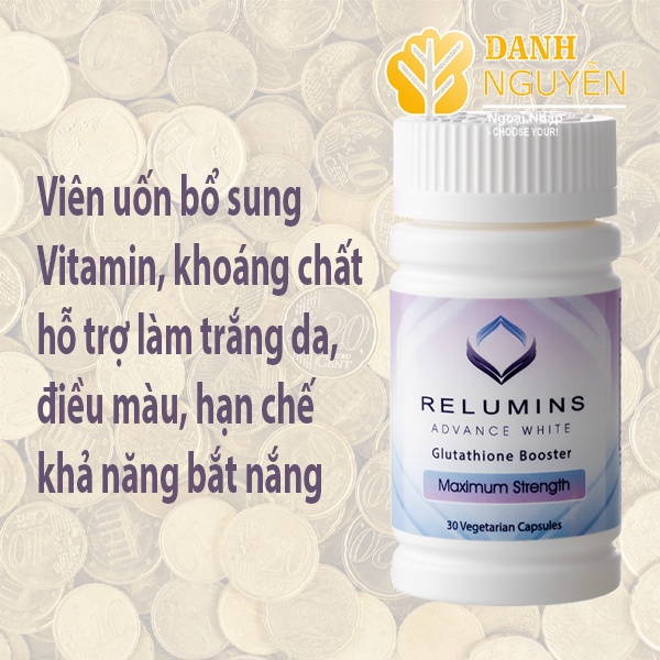 Viên Uống Relumins Glutathione Booster - Max Strength của Mỹ Hỗ Trợ Trắng Da, 30 viên