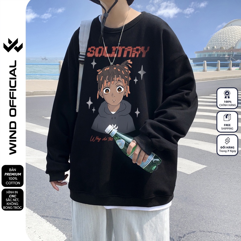 Áo sweater form rộng WIND unisex SOLITARY oversize tay dài thời trang nam nữ ulzzang