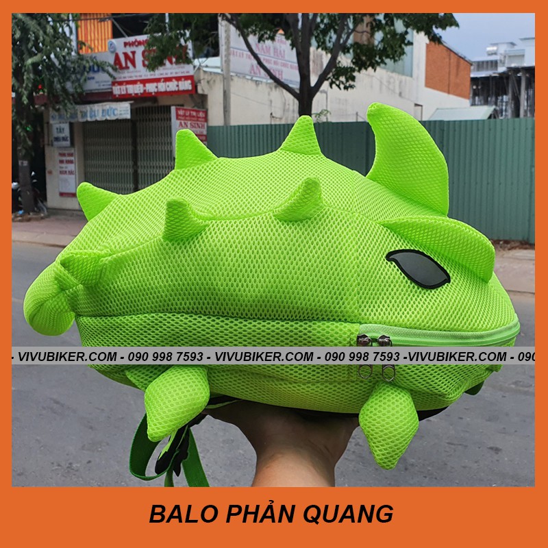 Balo khủng long PHẢN QUANG cao cấp lưới kháng bụi đựng nón bảo hiểm