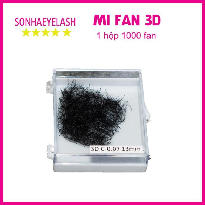 Mi fan 3D dày 0.07 (1 hộp 1000 fan), mi bao đen, mềm mại, xòe, dùng nối mi volume