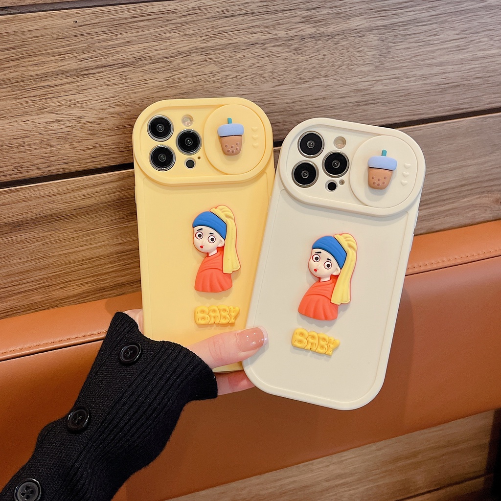 Ốp Điện Thoại Dẻo Họa Tiết Hoạt Hình Cô Gái Đẩy Cửa Sổ Chống Rơi Cho iPhone 11 / 12 / 12PRO MAX / 13PRO MAX / XR / XS