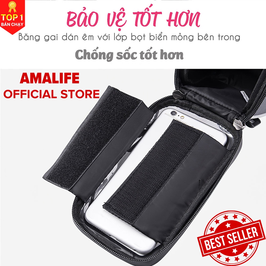 Túi xe đạp treo sườn xe chống nước bọc cảm ứng phù hợp với mọi dòng xe - Chính hãng Amalife