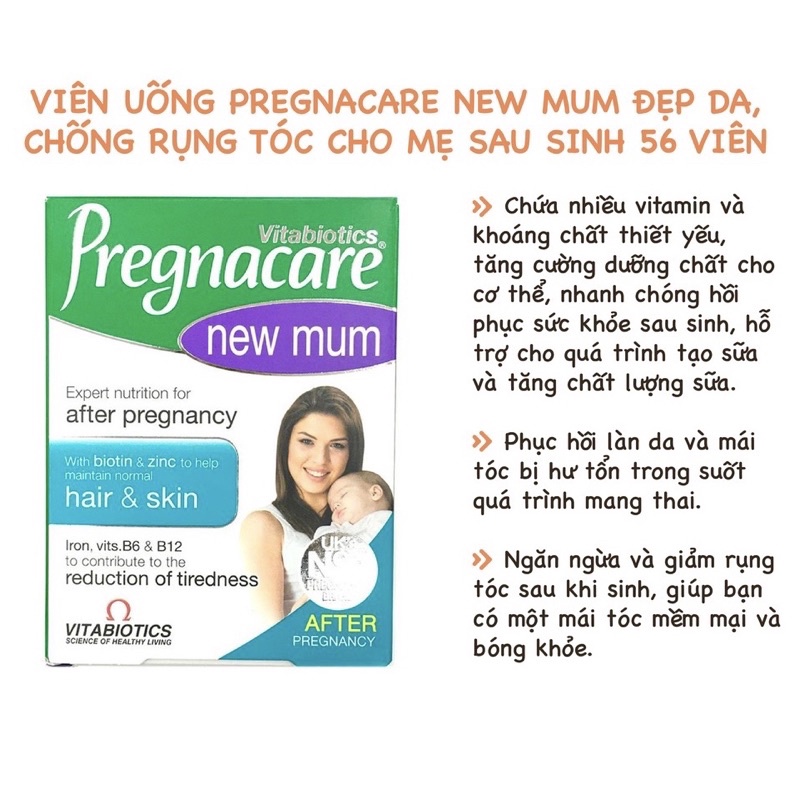 Vitamin Pregnacare New mum phục hồi da và tóc cho mẹ sau sinh