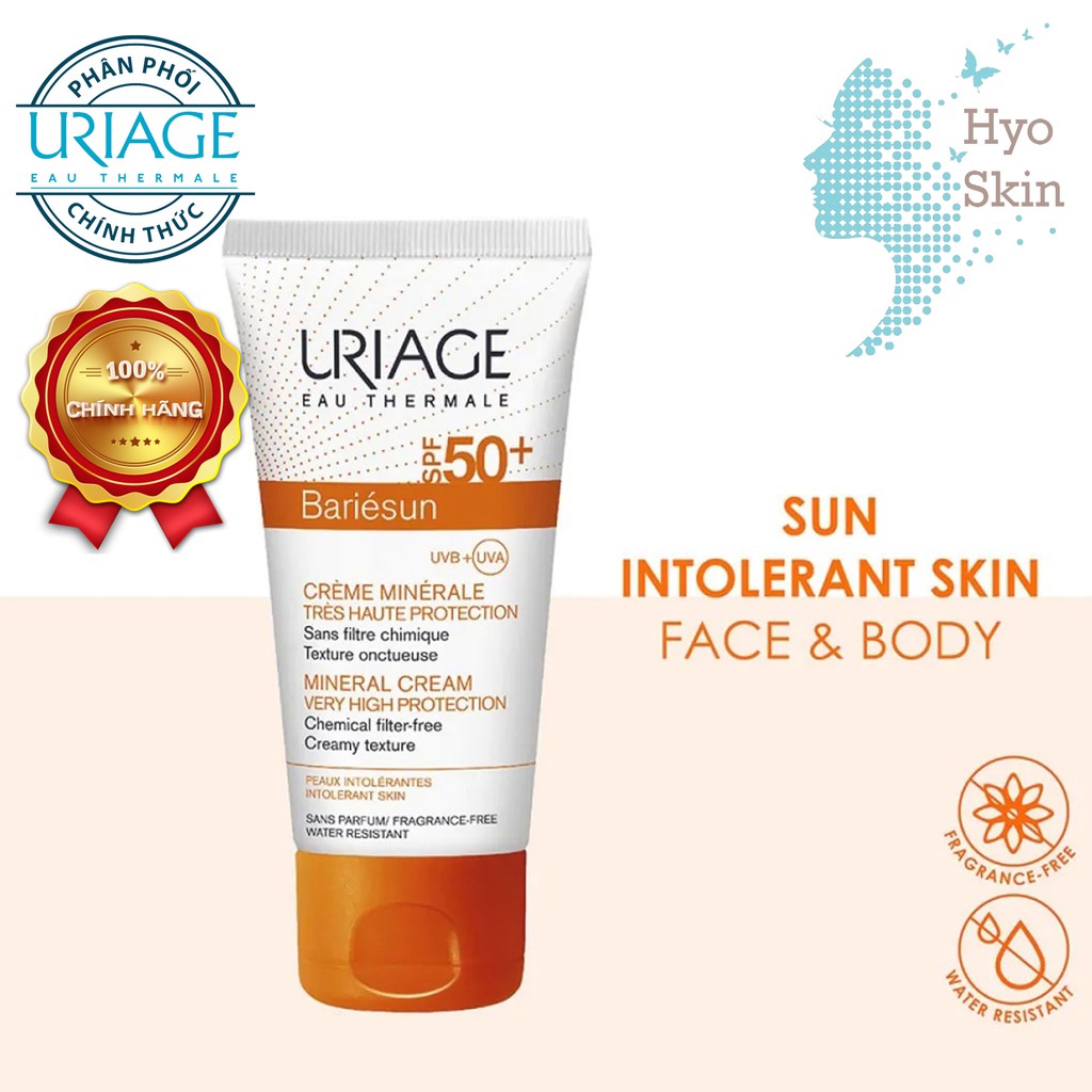 [CHÍNH HÃNG] Kem Chống Nắng Vật Lý URIAGE BARIESUN CREME MINERALE SPF 50+ 50ml