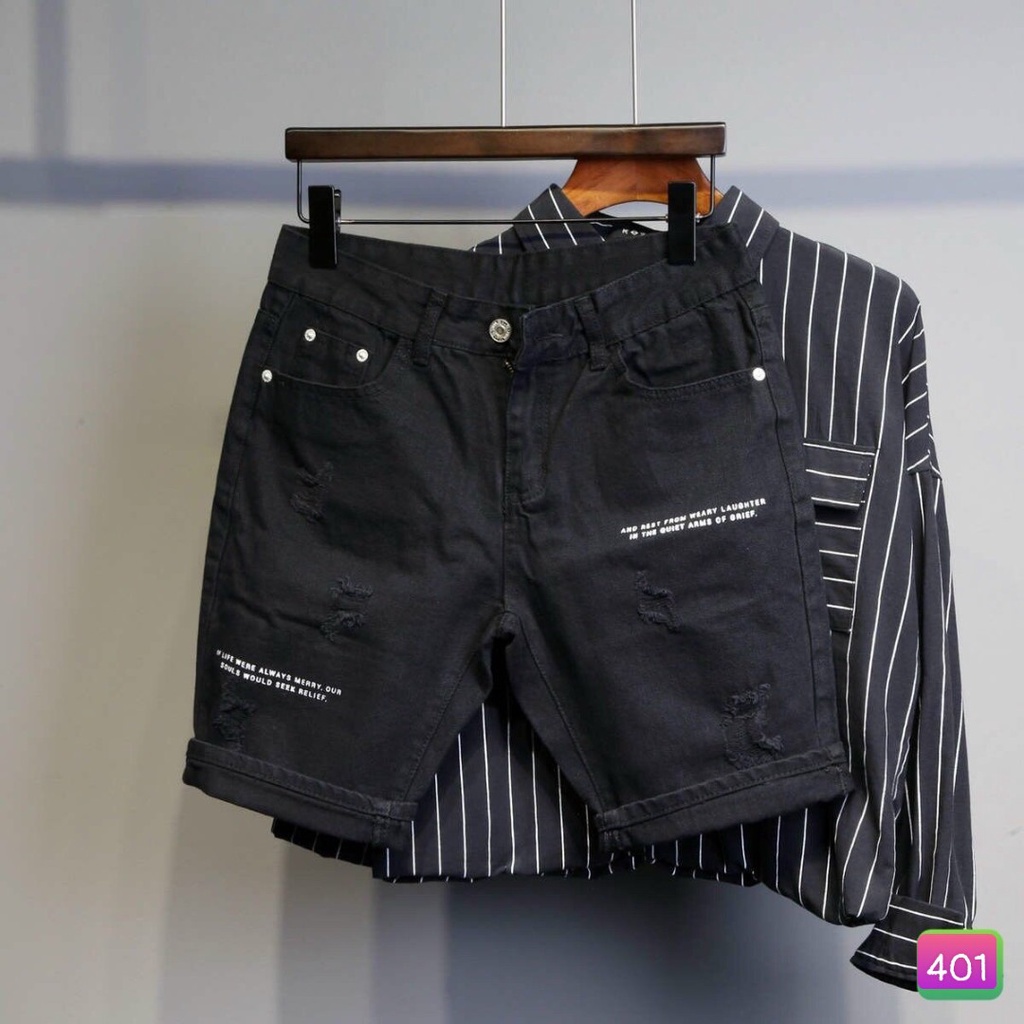 Quần Short Jean, Đùi Rin Đen Xanh Trơn Dáng Ôm Basic Nam Co Giãn 4 chiều M112