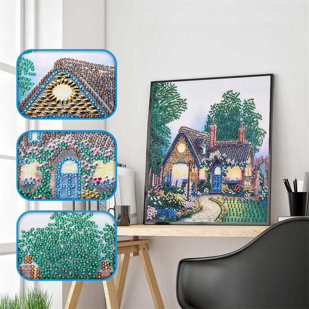 Bộ Tranh Đính Đá 5D Họa Tiết Ngôi Nhà Độc Đáo DIY Dùng Trang Trí Nhà Cửa