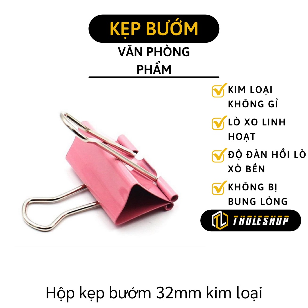 Kẹp Giấy Tài Liệu - Hộp Kẹp Bướm 32mm Giữ Giấy Ghi Chú Đồ Dùng Học Sinh, Văn Phòng 8238