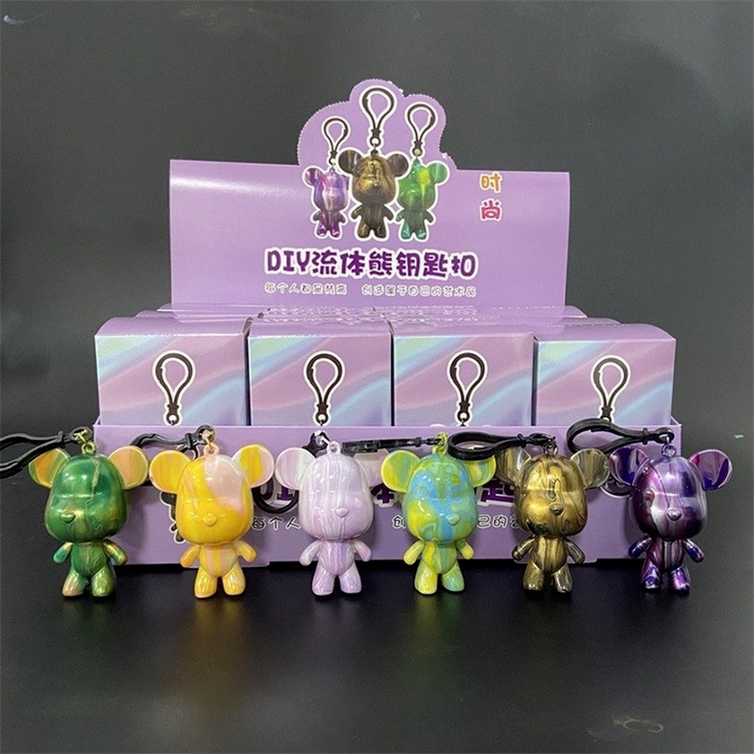 【Gói Vật liệu &amp; Sắc tố】DIY Fluid Bearbrick Đồ chơi Graffiti lỏng làm bằng tay Đồ trang trí mô hình tính cách gấu bạo lực