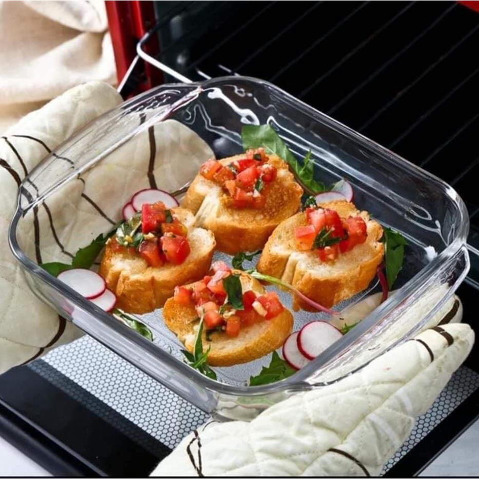 Khay nướng thuỷ tinh Borcam grill Tray Thổ Nhĩ Ky có tay cầm 22 x 22 x 6