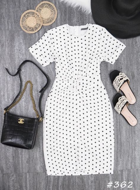 Đầm bi buộc nơ sau thanh lịch (có ảnh thật)