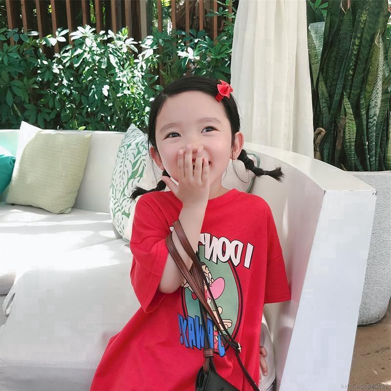Áo thun dáng dài chất liệu cotton giả đầm thời trang Hàn Quốc xinh xắn cho bé gái