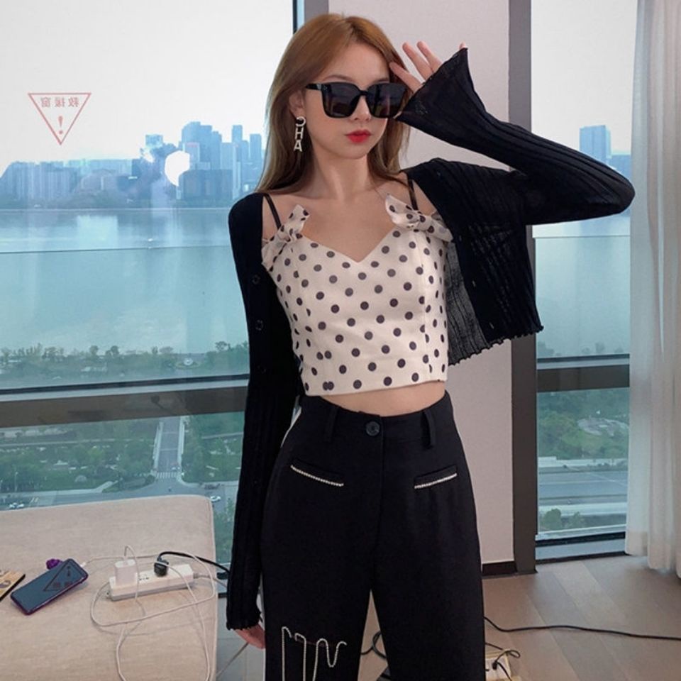 Jiashucheng Áo Khoác Cardigan Dệt Kim Mỏng Lưng Cao Chống Nắng Thời Trang Mùa Hè Cho Nữ