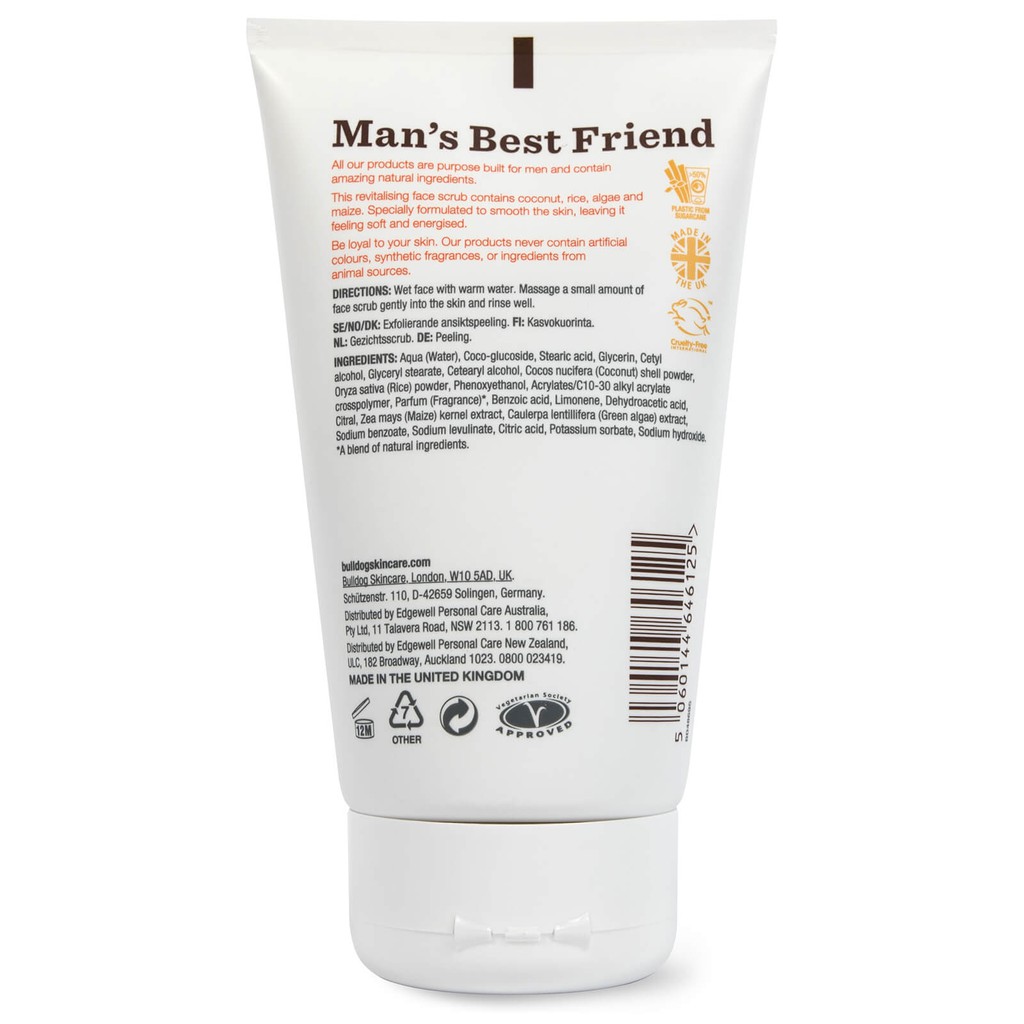 Tẩy Tế Bào Chết Da Mặt Cho Nam BULLDOG Energising Face Scrub - 125ml - Hàng Chính Hãng