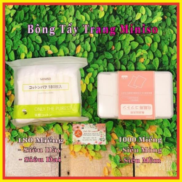 Bông Tẩy Trang Miniso Nhật Bản 1000 miếng | Miniso 180 miếng | Lameila 222 miếng