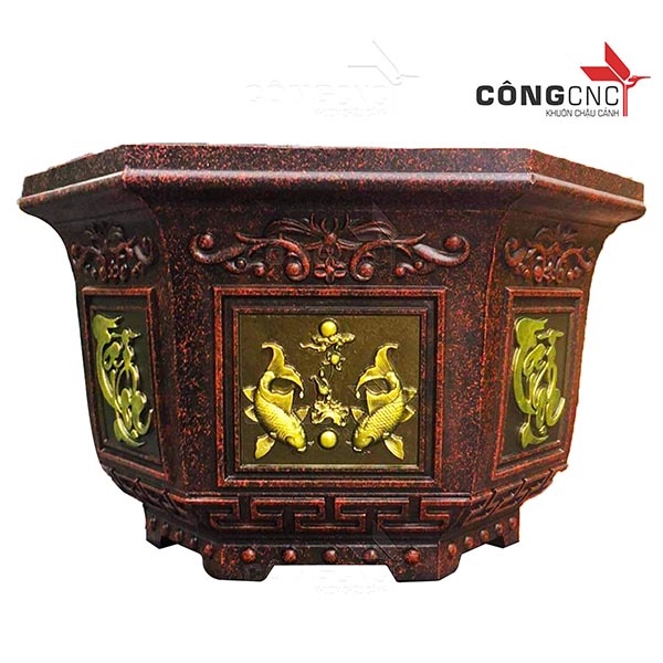 Khuôn Chậu Cảnh ABS Lục Giác 60 Cá Chép - Tài Lộc | Công CNC không chân