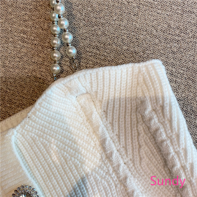 Áo Hai Dây Dệt Kim Đính Đá Xinh Xắn Theo Phong Cách Hàn Quốc Dành Cho Nữ