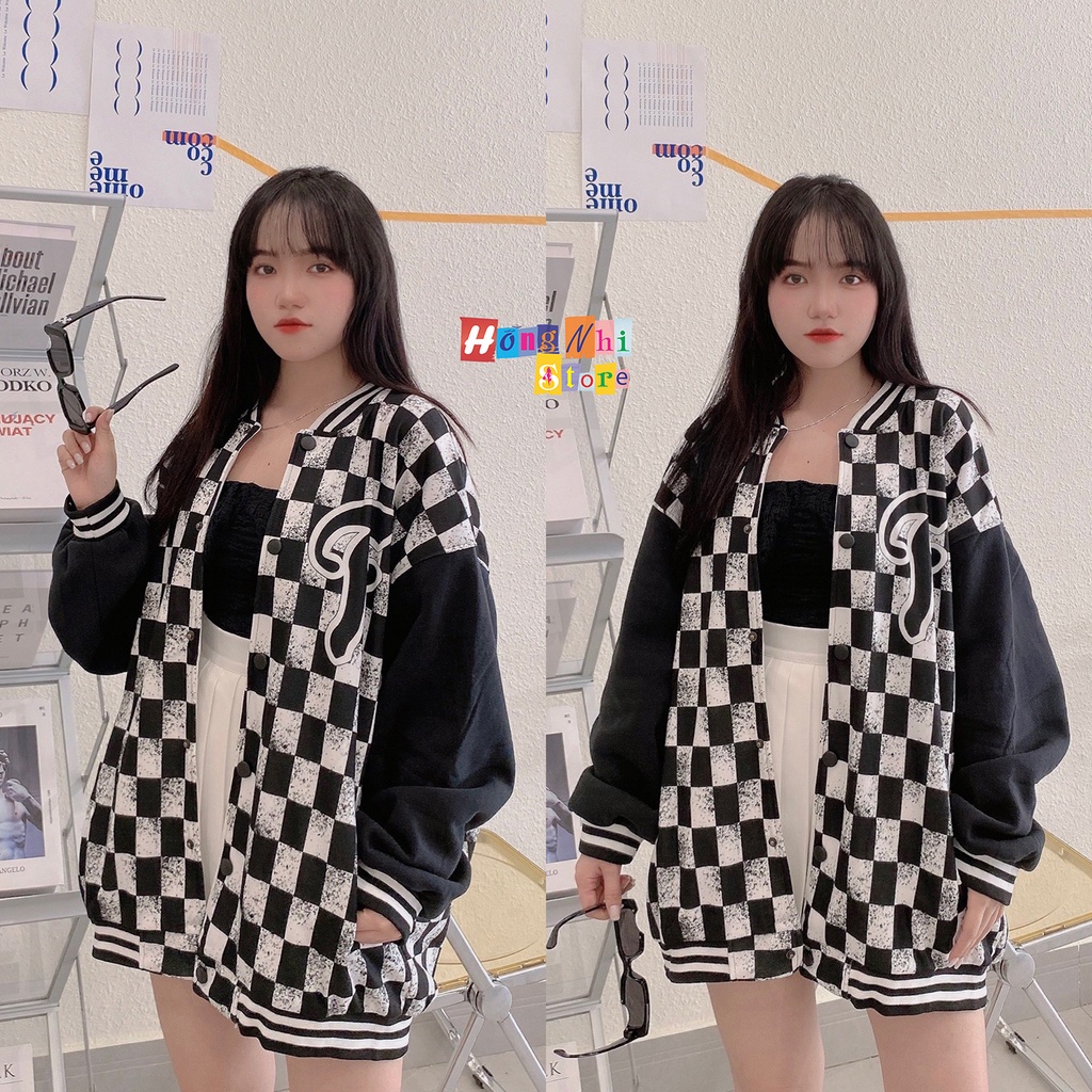 Áo Khoác Bomber Caro Satarday Funuyk Ulzzang Unisex Dáng Rộng Nam Nữ - MM