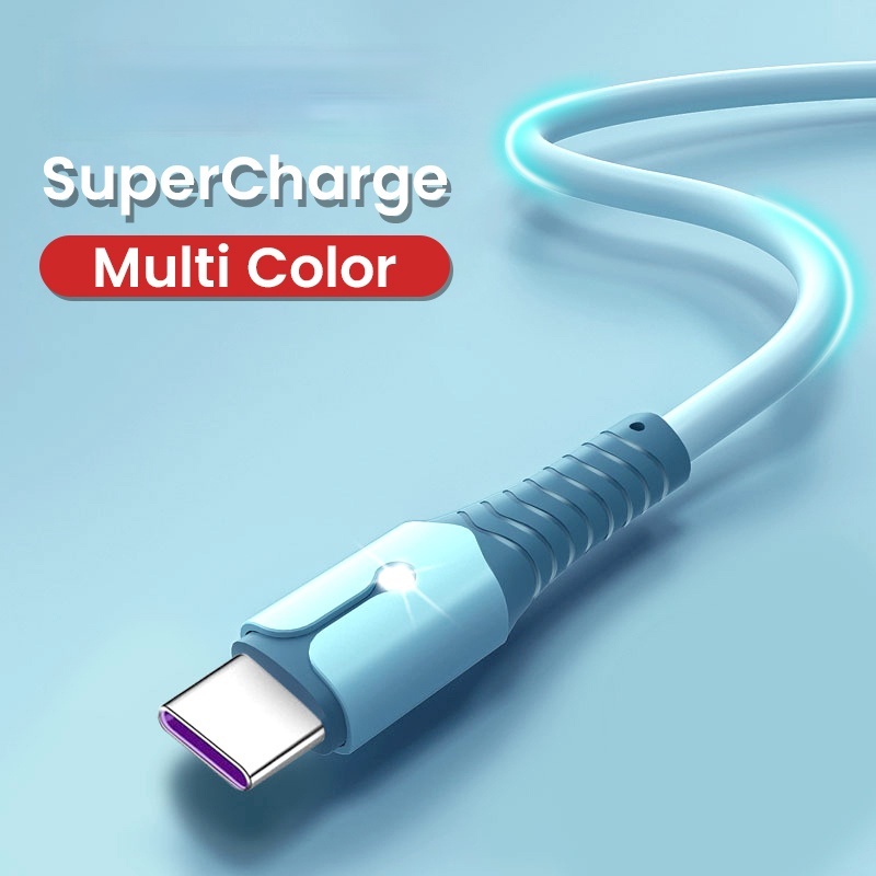 Dây Cáp Sạc Micro Usb / Type C 1 / 2m Bằng Cao Su Silicone Mềm Chống Mài Mòn Có Đèn Cho Huawei