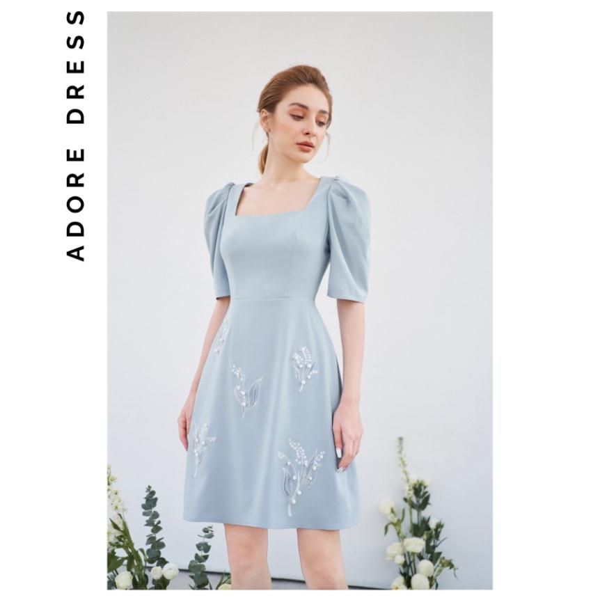 Đầm mini xanh mint thêu hoa linh lan 2VA1038 ADORE DRESS
