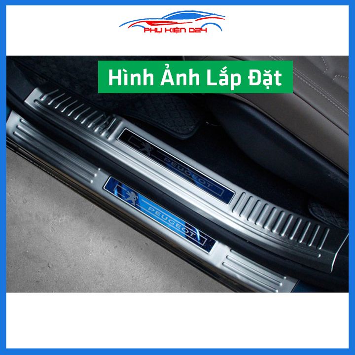 Bộ ốp bậc cửa trong ngoài nẹp bước chân Peugeot 5008 Inox chống trầy trang trí xe