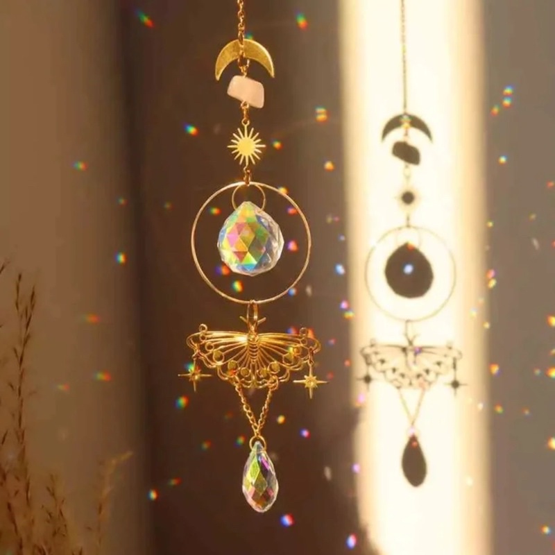 Chuông gió pha lê quà sinh nhật lưu niệm suncatcher ánh nắng cầu vồng phụ kiện trang trí nhà cửa phòng