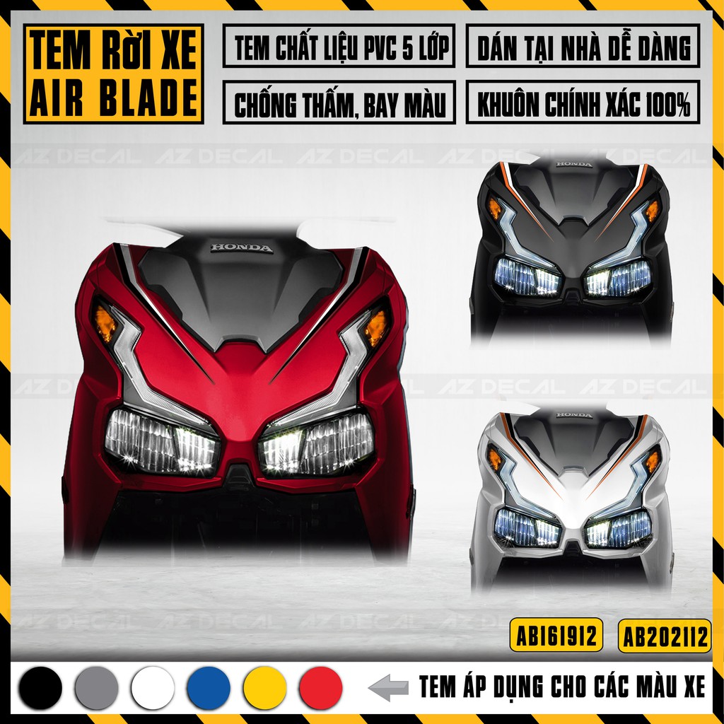 Tem Airblade 2016 - 2022 Mẫu 125i Cách Điệu | AB12 | Chất Liệu Decal Cao Cấp Chống Nước, Chống Bay Màu