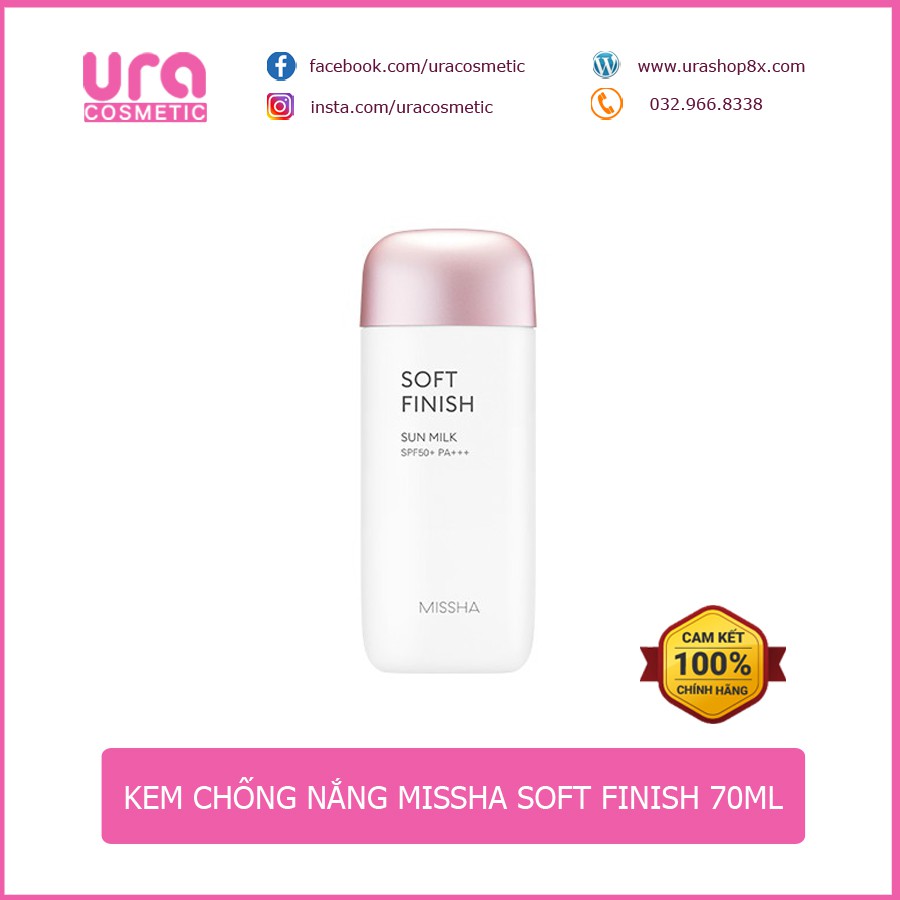 [Hàng công ty ]  Kem chống nắng Missha Soft Finish 70ml ̣(hồng) - kem chống nắng nâng tone dưỡng ẩm Missha